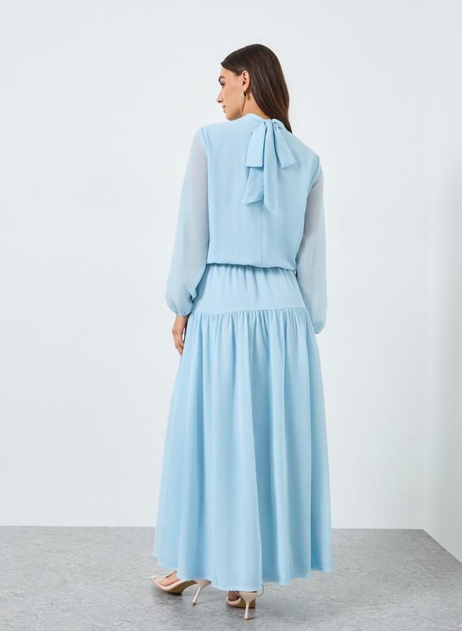 ستايلي فستان طويل بطبقات وأكمام بالون - Image 5